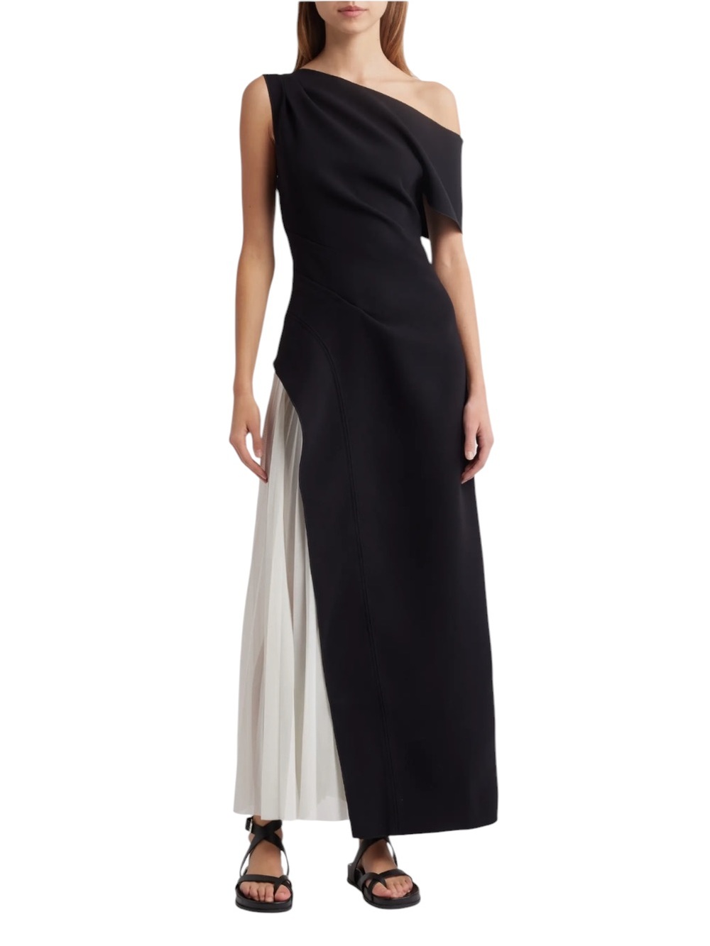 Acler Sudden One-Shoulder Contrast Gown Black/Cream – Sz 2